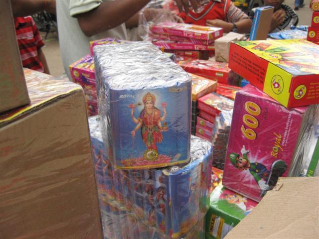 Fire crackers having picture of Sri Lakshmi